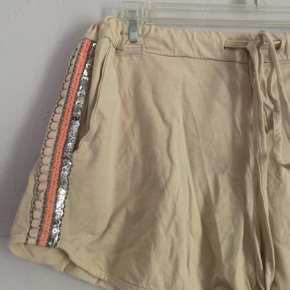 Cotton Shorts with Sequins Trim Made in Italy